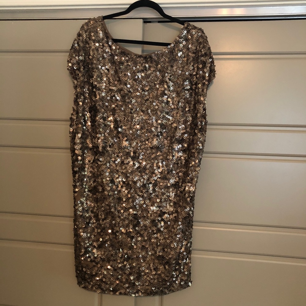 VINCE pewter sequin cocktail dress size L